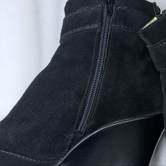 You by Crocs black suede wedge booties. Size 9 - Picture 3 of 8